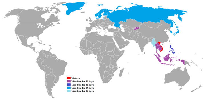 Vietnam Visa Exemption Map